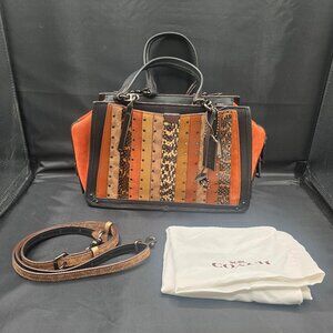 Coach Dreamer with Signature Canvas Patchwork Stripes and Snakeskin Detail 80564